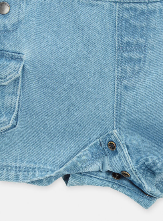 Light blue short overalls with dinosaur print for baby boys TUCOSAC2 / 24SG10N2SACP272