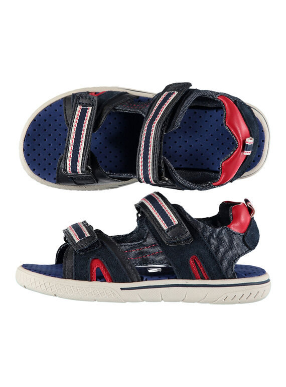 Boys' smart sandals in two fabrics FGSANDSPOR / 19SK36D1D0E070