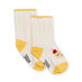 Ecru and yellow socks with animal heads design baby girl