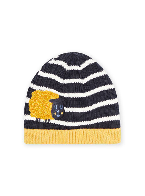 Baby boy black and yellow knitted hat MYUMIXBON1 / 21WI1052BONC234