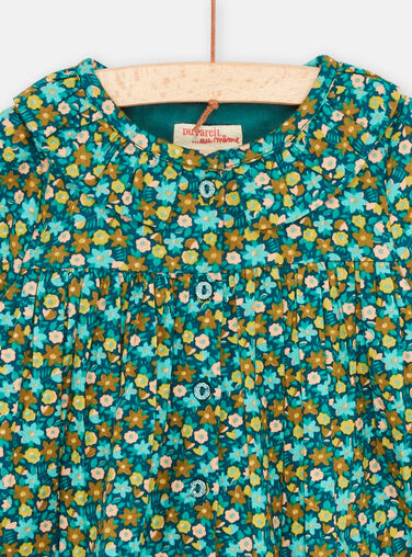 Baby girl's petrol blue dress with floral print Baby girl's petrol blue dress with floral print SIDUROB1 / 23WG09P2ROB716