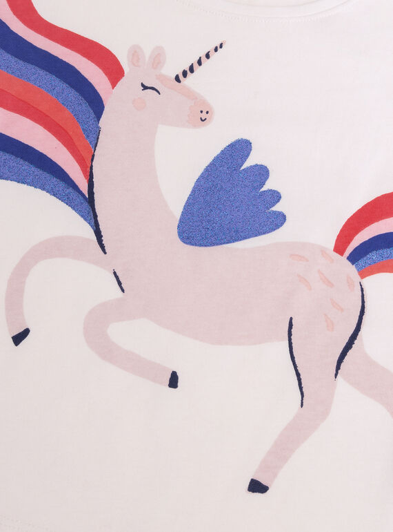 Ecru t-shirt with ruffled sleeves WAKATEE1 / 25S90131TML001