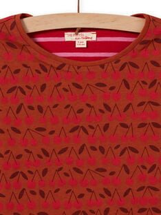 Girl's reversible long sleeve t-shirt in camel and red MACOMTEE4 / 21W901L4TML420