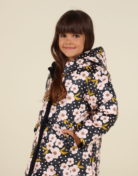 Reversible velvet parka with flowery print child girl MAHIPARKA / 21W90165PARJ905