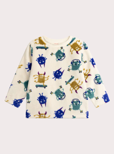 Ecru fleece pajamas for boys  VEGOPYJBOA1 / 24WH1294PYJ001