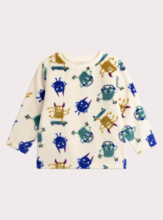 Ecru fleece pajamas for boys  VEGOPYJBOA1 / 24WH1294PYJ001