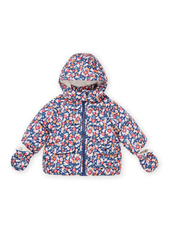 Printed hooded down jacket with mittens PIFLODOU / 22WG09F1D3EC220