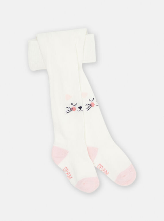 Girl's ecru cat-head tights SYIJOCOL2 / 23WI09M5COL001