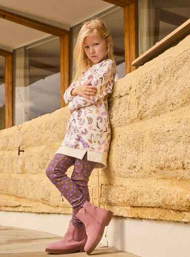 Pale pink printed fleece dress Pale pink printed fleece dress WALANROB2 / 25S90141ROB003