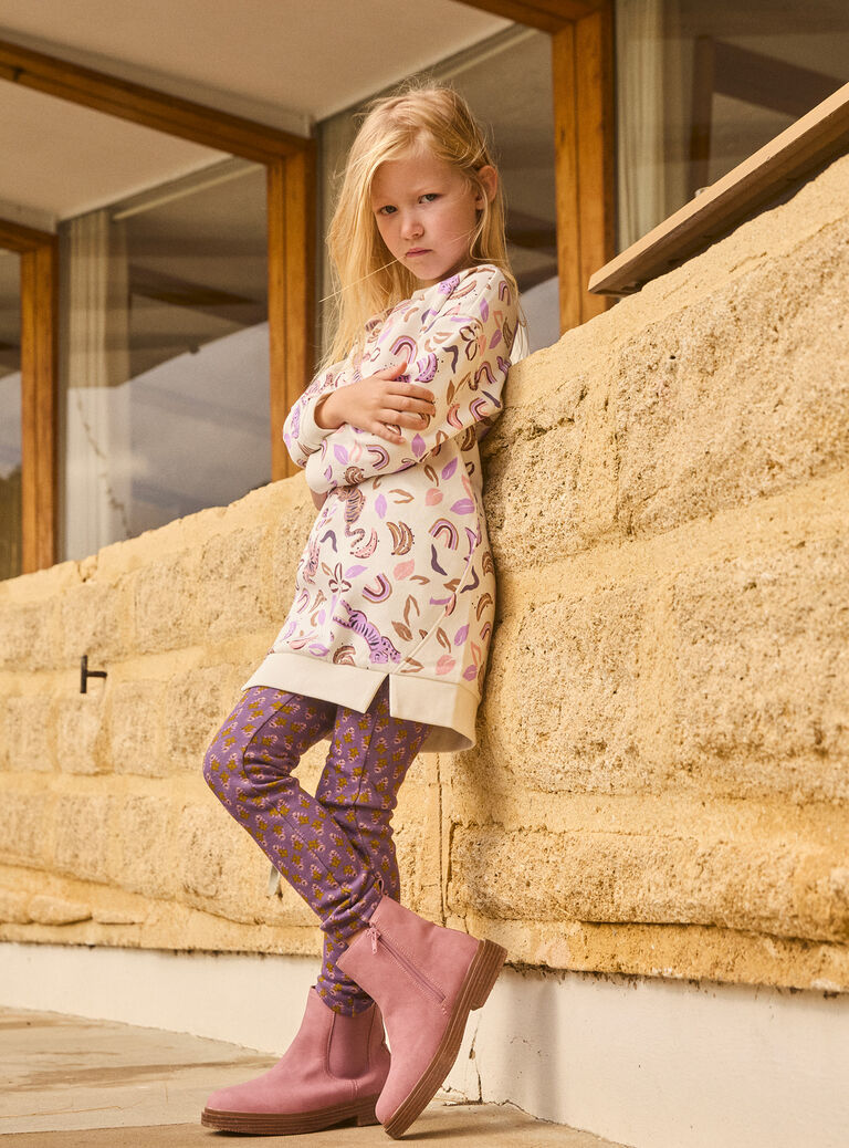 Pale pink printed fleece dress Pale pink printed fleece dress WALANROB2 / 25S90141ROB003
