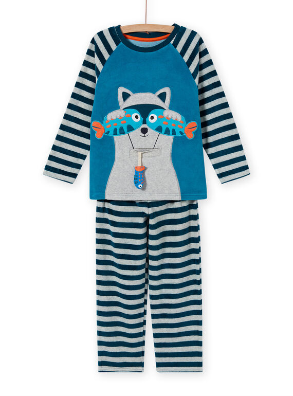 Boy's grey raccoon pajama set MEGOPYJRAC / 21WH1286PYJC235