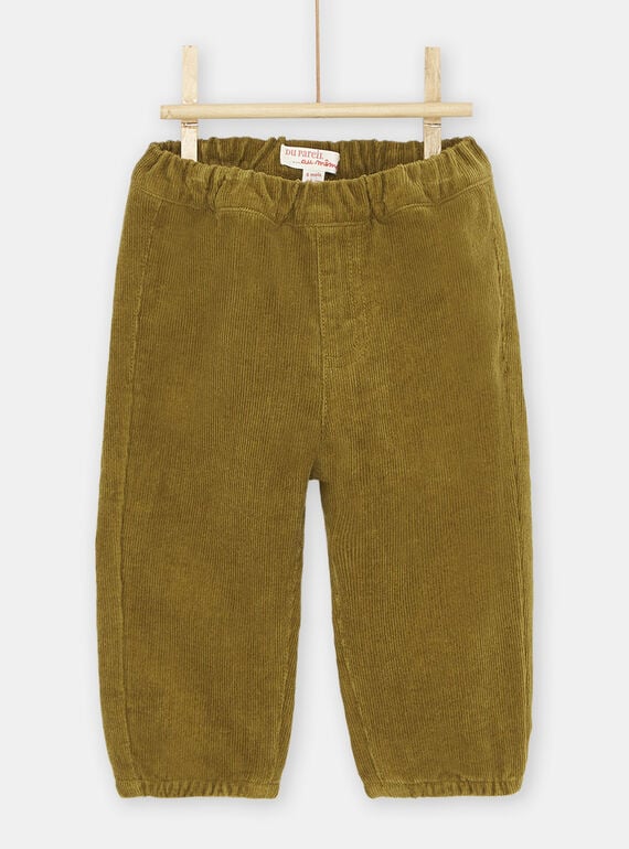 Baby Boy Olive Green Velour Pants SUJOPAN3 / 23WG10B2PAN633