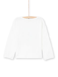 Girl's ecru puffed sleeves T-shirt with reversible sequin print MAMIXTEE4 / 21W901J5TML001