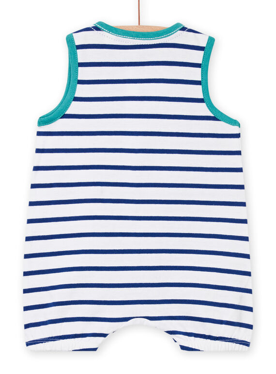Baby boy white and blue striped jumpsuit NEGAGRECRA / 22SH14H6GRE000