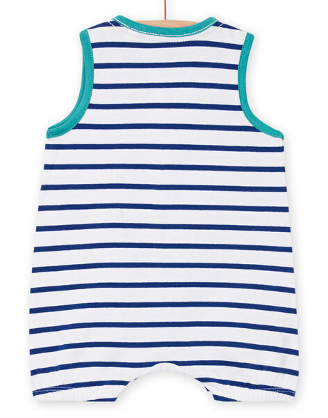 Baby boy white and blue striped jumpsuit NEGAGRECRA / 22SH14H6GRE000