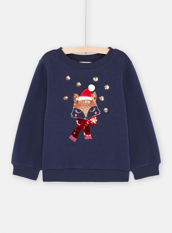Navy sweater with fox animation SAWAYSWEA / 23W901S1SWE070
