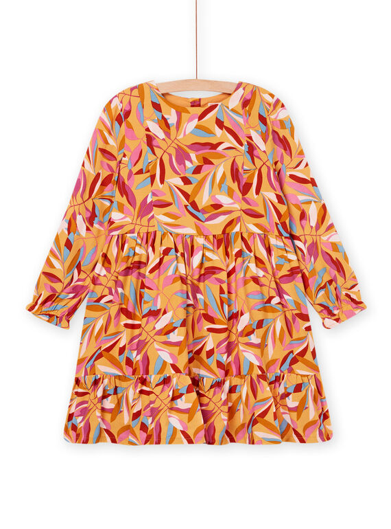 Fluid dress with ruffles and multicolored leaf print PAMOROB1 / 22W901N1ROBB107