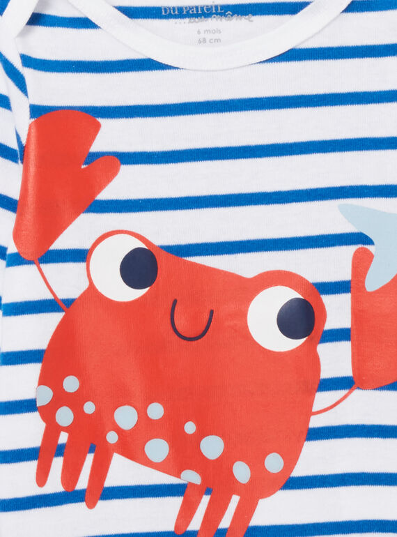 Baby boy striped bodysuit with crab motif NEGABODCRA / 22SH14I2BDL000