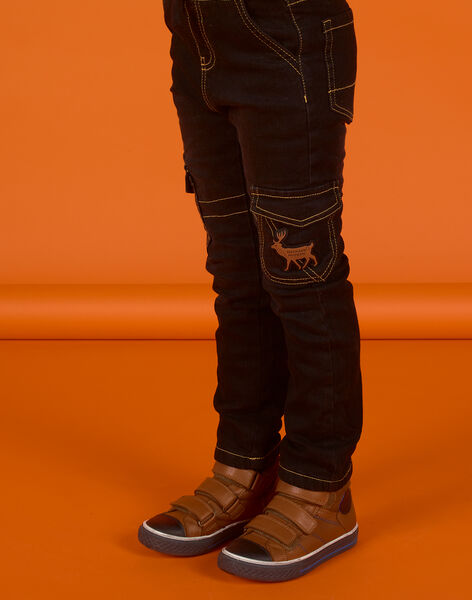 Boy's black multi-pocket denim jeans MOSAUJEAN / 21W902P1JEAK003