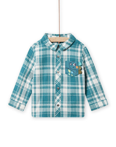Baby Boy Duck Blue and White Checkered Shirt NUGACHEM / 22SG10O1CHM714