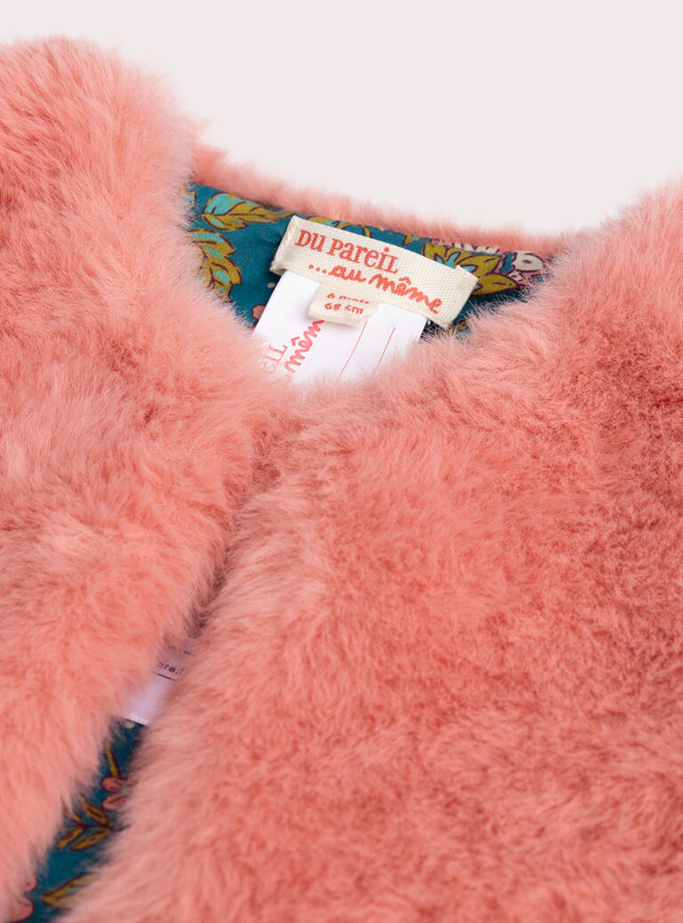 Reversible pink cardigan for baby girl VIKLICAR2 / 24WG0942CAR303