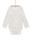 baby girl ecru floral print bodysuit NEFIBODFLE / 22SH13I1BDL001