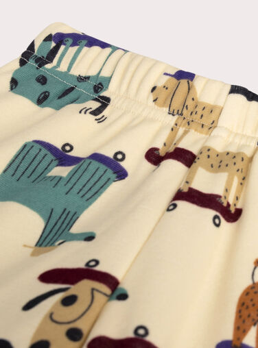 Beige printed pajamas in filled fleece for boys  VEGOPYJANI / 24WH1291PYJ007