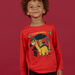 Boy's red long sleeve t-shirt with dinosaur print