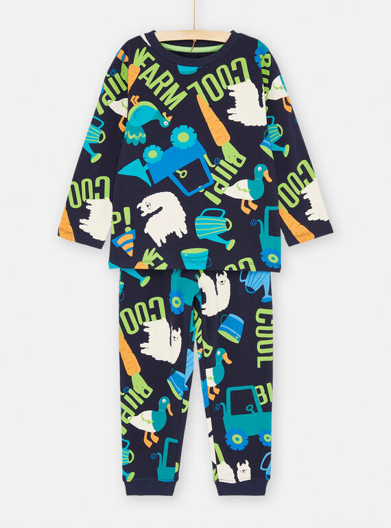 Navy blue pyjama set with farmer print SEGOPYJFARM / 23WH1256PYJ705