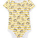 White bodysuit with yellow stripes printed dinosaur baby boy
