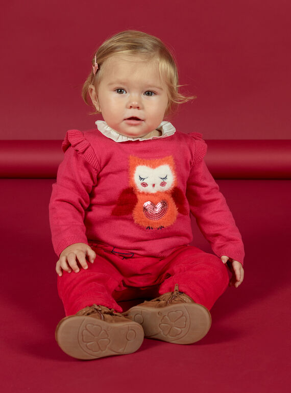Baby girl pink owl sweater MIFUNPUL / 21WG09M1PULD332