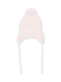 Baby girl pink knitted hat with pompon MYIKABON / 21WI0952BON632
