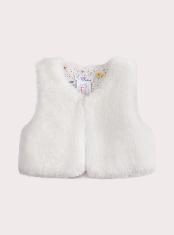 Reversible sleeveless baby girl cardigan  VOU1GIL2 / 24WF03C1GIL001