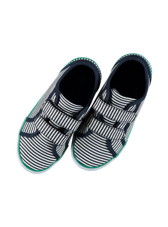 Boys' striped canvas trainers FGVELRAY / 19SK36C1D16070