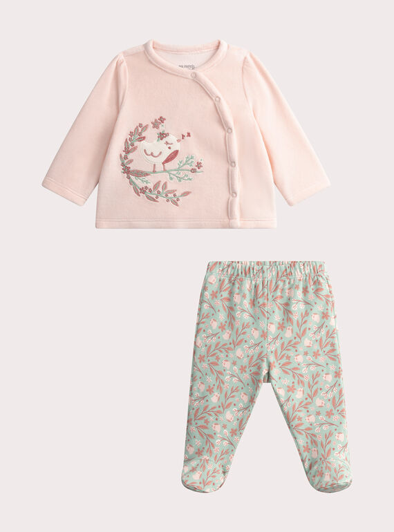 Baby girls' pink pyjamas WEFIPYJOIS / 25SH1391PYJD303