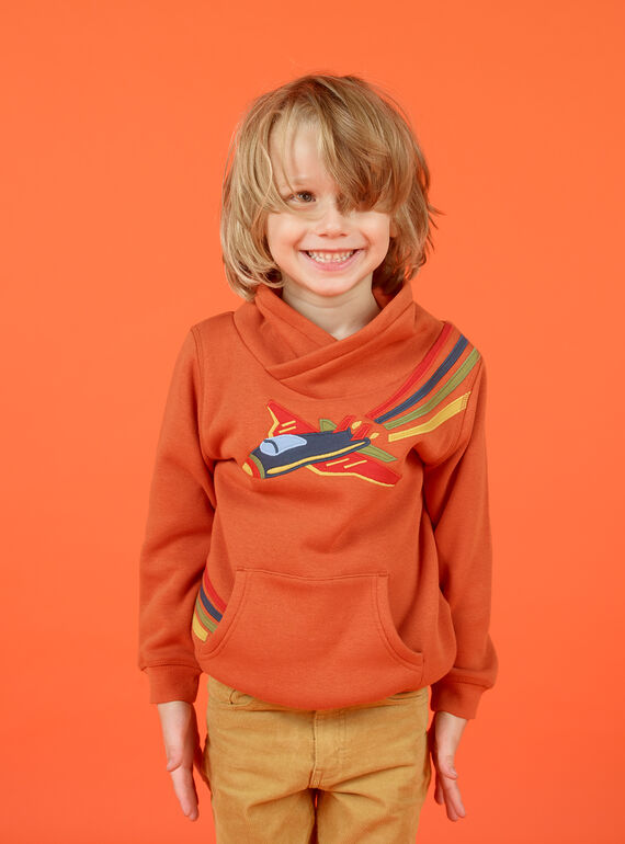 Boy's orange airplane sweatshirt MOCOSWE / 21W902L1SWE408