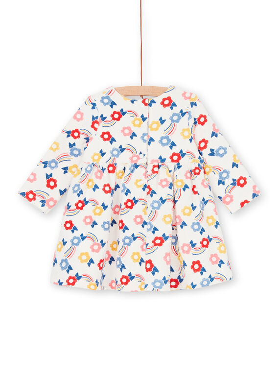 Blue and blue baby girl flower print dress LIHAROB1 / 21SG09X1ROB001