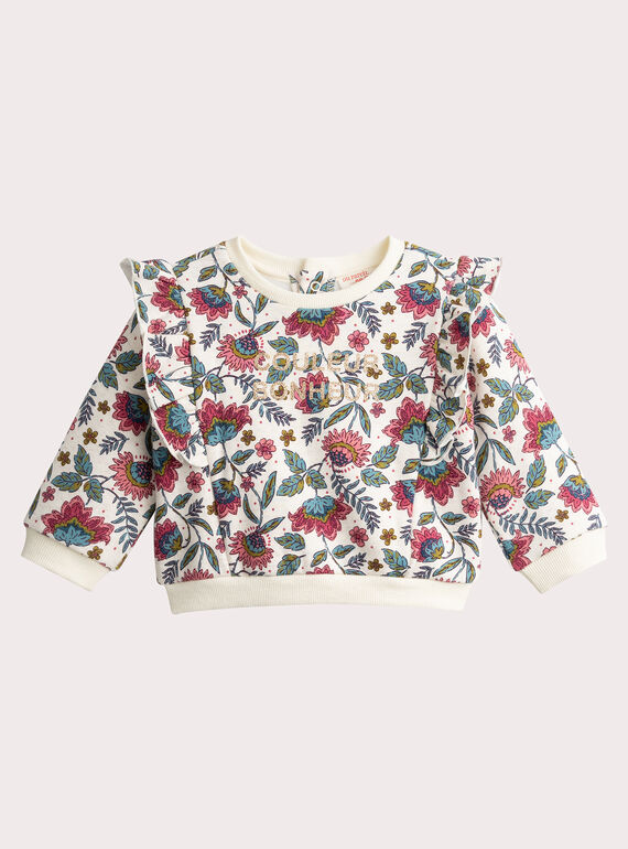 Floral print sweatshirt for baby girl  VIKLISWE / 24WG0941SWE001