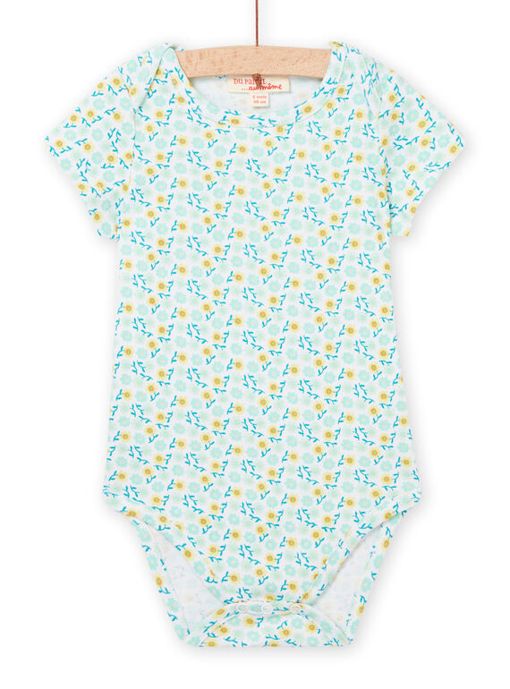 Baby girl ecru, blue and yellow bodysuit NEFIBODMER / 22SH13J6BDL001