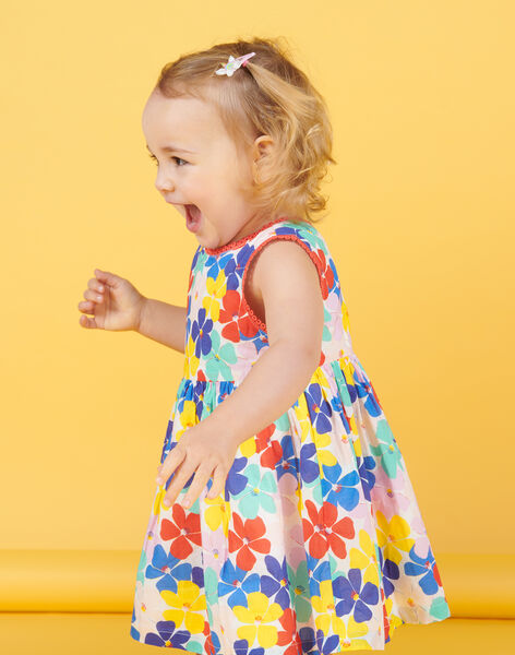 Baby girl sleeveless dress with colorful flower print NILUROB1 / 22SG09P4ROB001