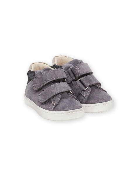 Grey glitter leather and leopard print sneakers PIBASLEO / 22XK3781D3P940