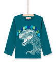Blue long sleeve t-shirt with tyrannosaurus design for boys MOTUTEE6 / 21W902K6TML714