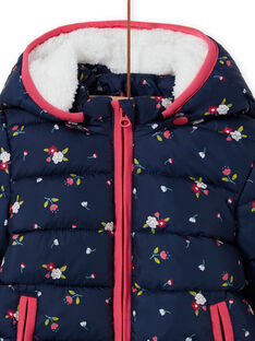 Baby girl navy blue floral print hoodie MIKADOU / 21WG0952D3E070