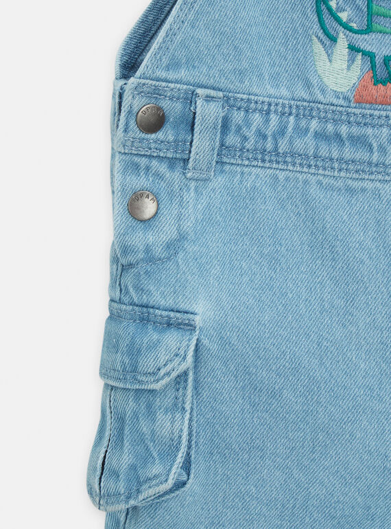 Light blue short overalls with dinosaur print for baby boys TUCOSAC2 / 24SG10N2SACP272