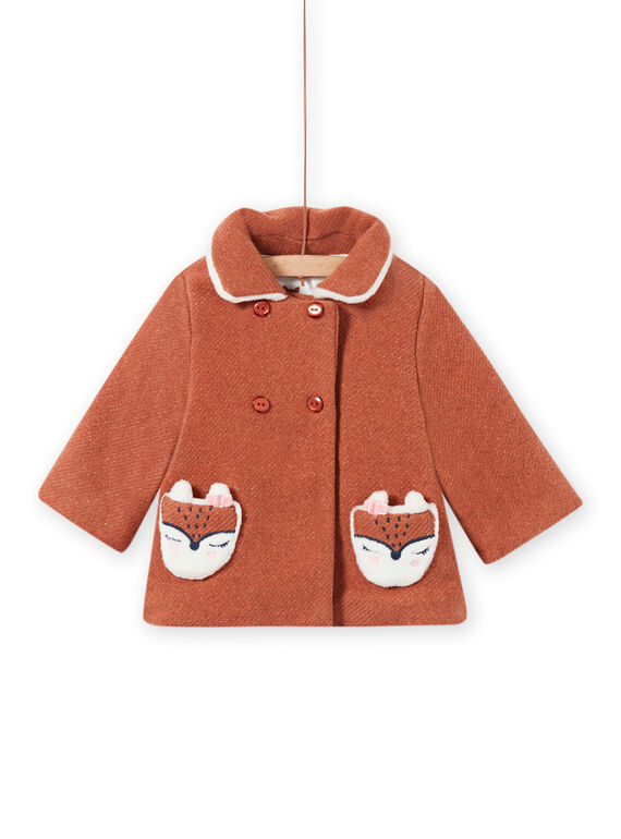 Baby girl brown wool coat with fox pattern MICHECKMAN / 21WG0961MAN817
