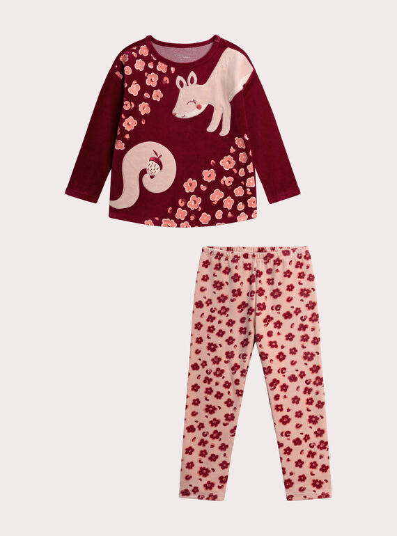 Pink velvet pajamas for girls  VEFAPYJNUT / 24WH1195PYJ511