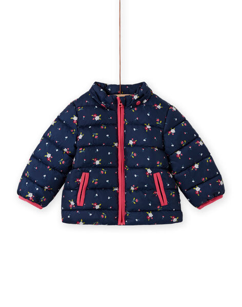 Baby girl navy blue floral print hoodie MIKADOU / 21WG0952D3E070