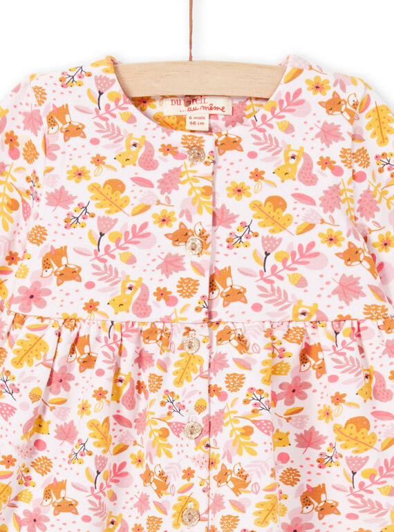 Baby Girl's Pink and Yellow Floral Print Dress and Pink Leggings MISAUENS / 21WG09P1ENS632