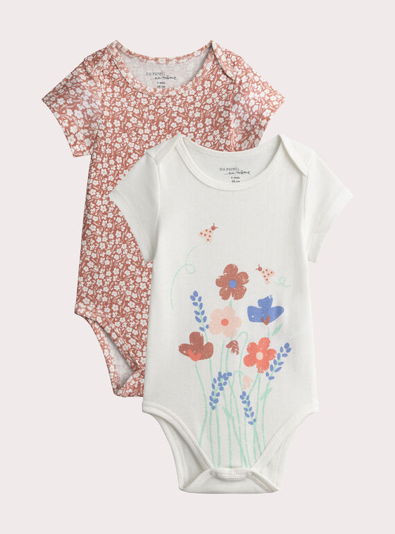 Set of 2 floral print bodysuits for baby girl  VEFIBODCOX / 24WH1385BDL309