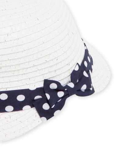 Baby girl ecru hat with polka dot bow NYISOCHA1 / 22SI09Q1CHA001